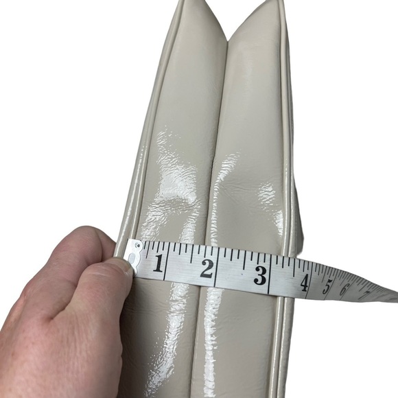 Kate Spade Patent Leather Tote Hand Bag Shoulder Purse Champagne Beige Grey ?? - Picture 11 of 12